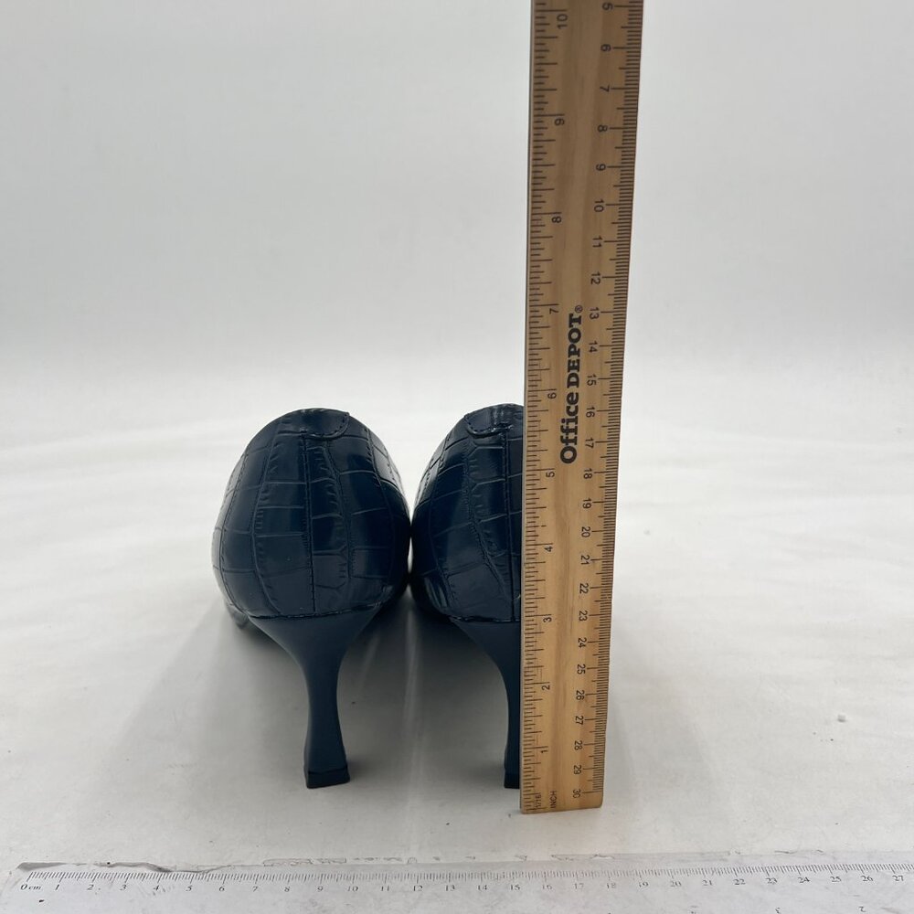 Fowt Black Solid Croc-Embossed Pointed Toe Thin M… - image 5